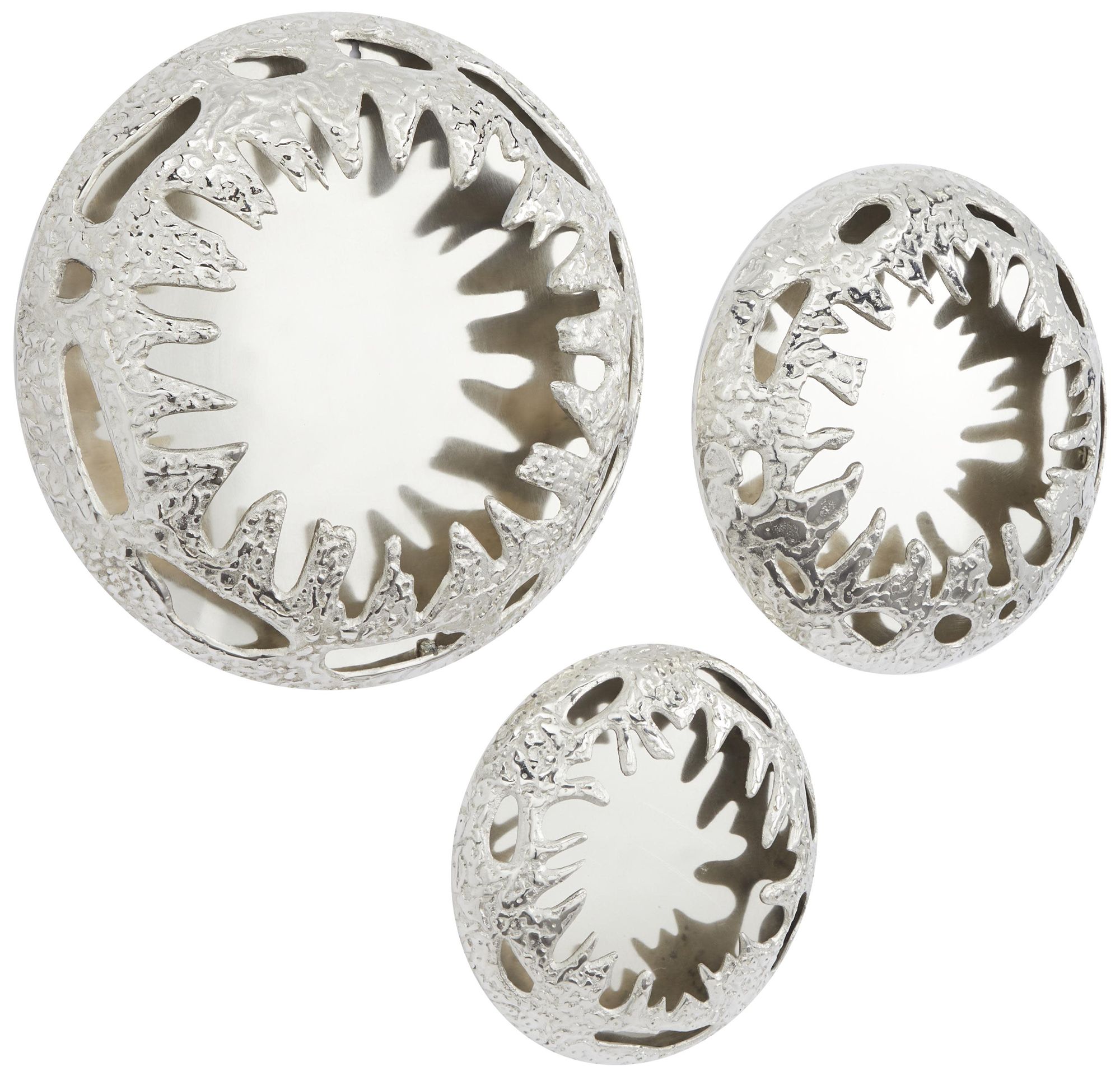 Image 6 Silver Aluminum Metal Contemporary Wall Decor, S/3 21", 18", 15"H more views