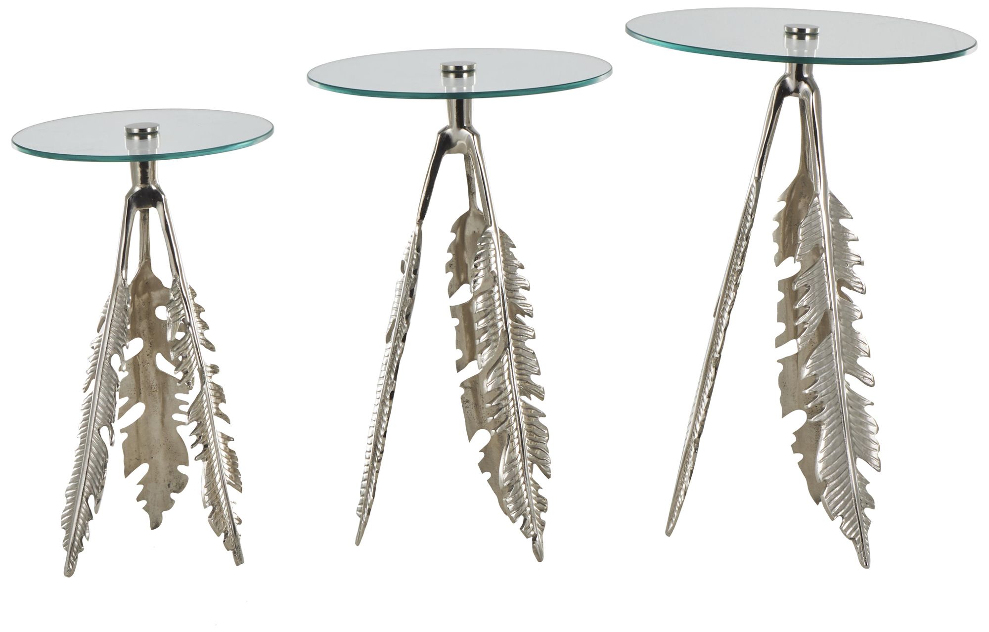 Image 2 Silver Aluminum Metal Eclectic Accent Table, S/3 24", 23", 20"H