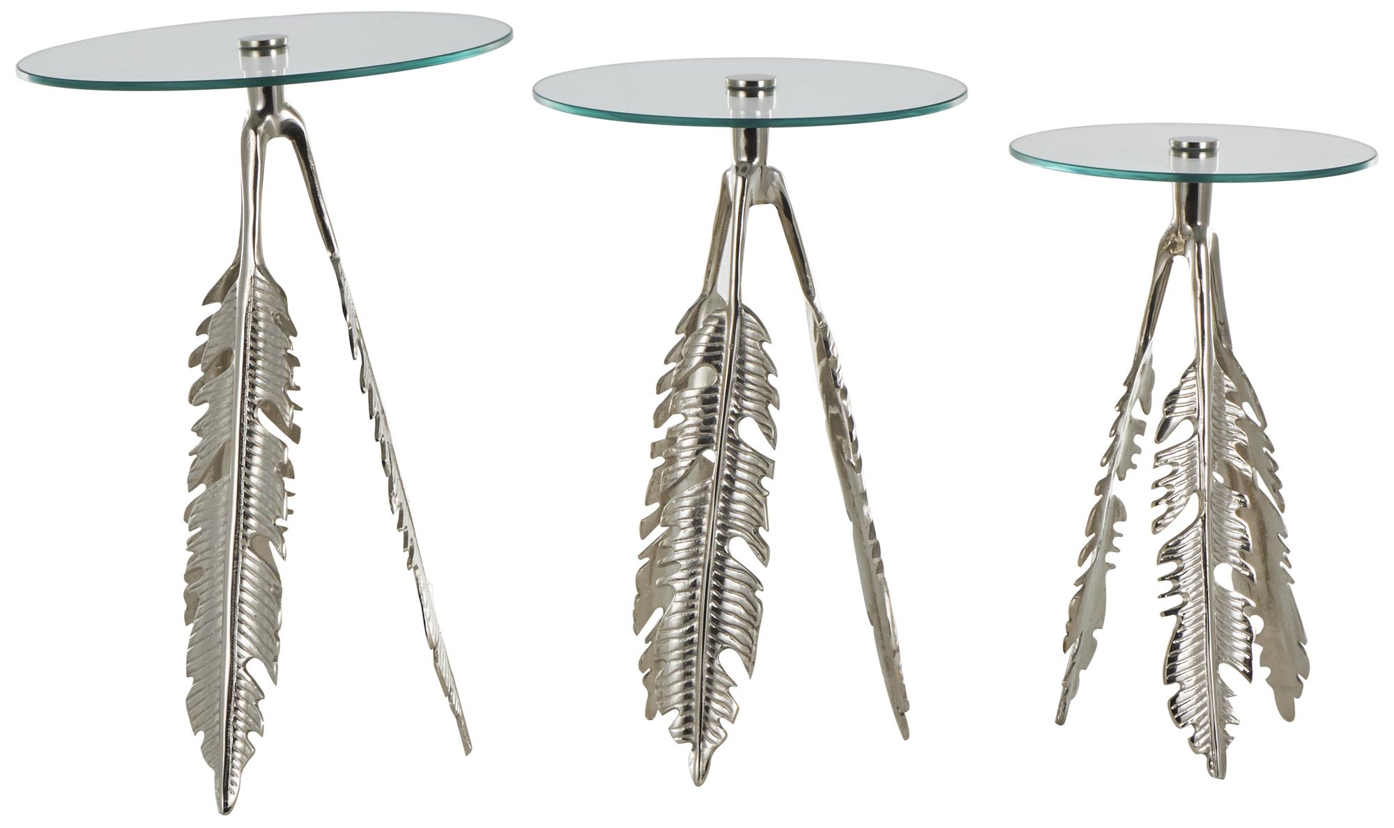 Image 5 Silver Aluminum Metal Eclectic Accent Table, S/3 24", 23", 20"H more views