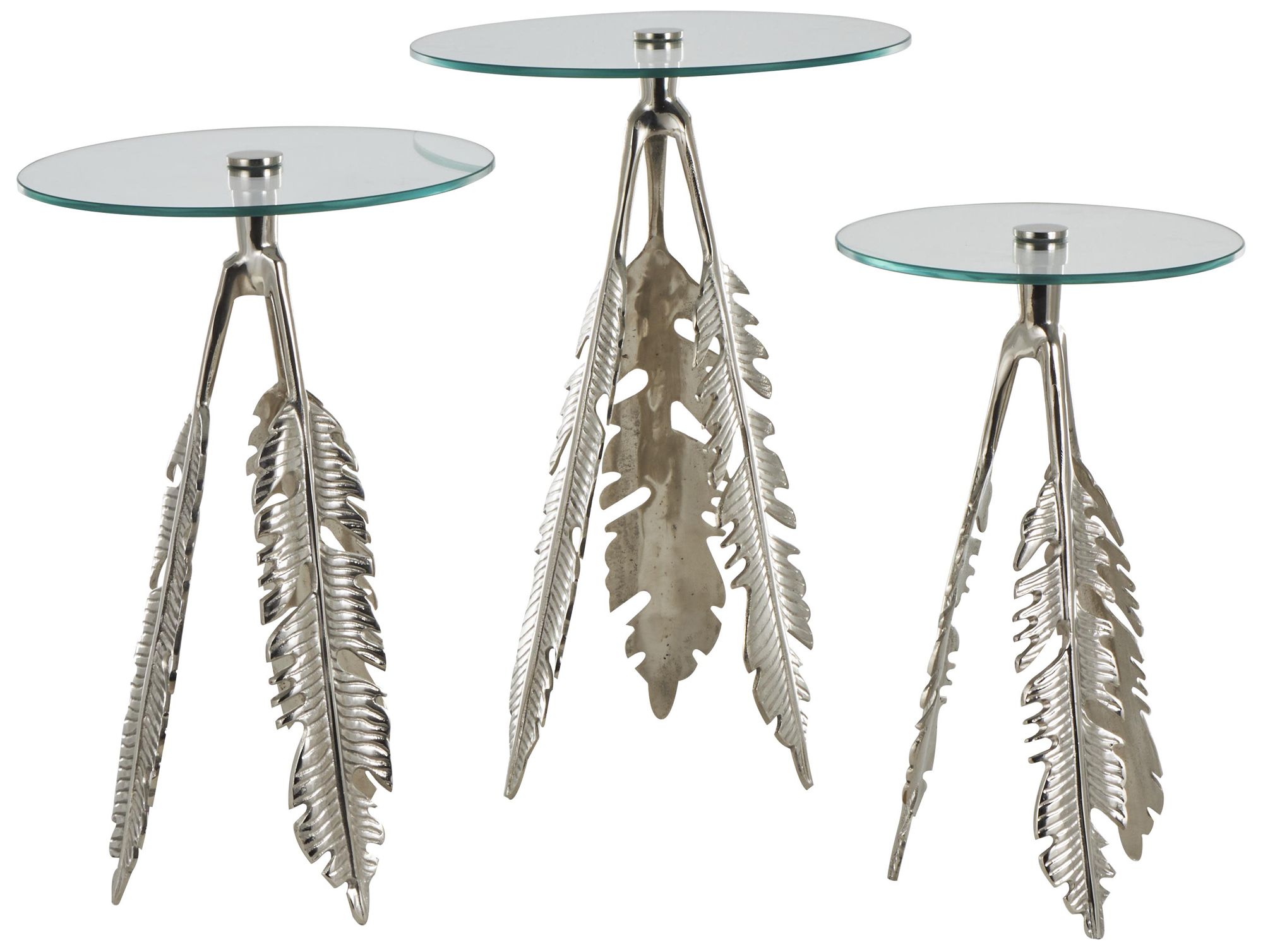 Image 6 Silver Aluminum Metal Eclectic Accent Table, S/3 24", 23", 20"H more views