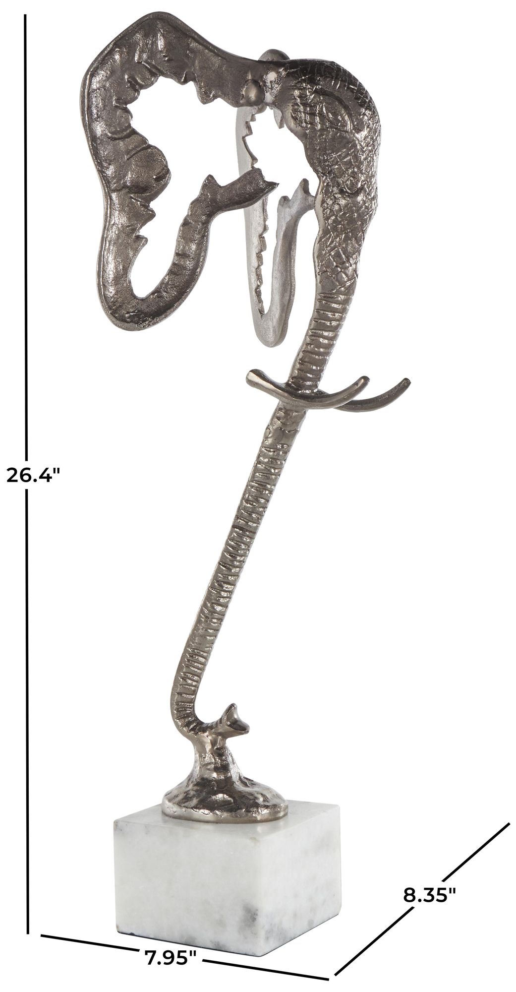 Image 6 Silver Aluminum Metal Eclectic Sculpture, 8" x 8" x 26" more views