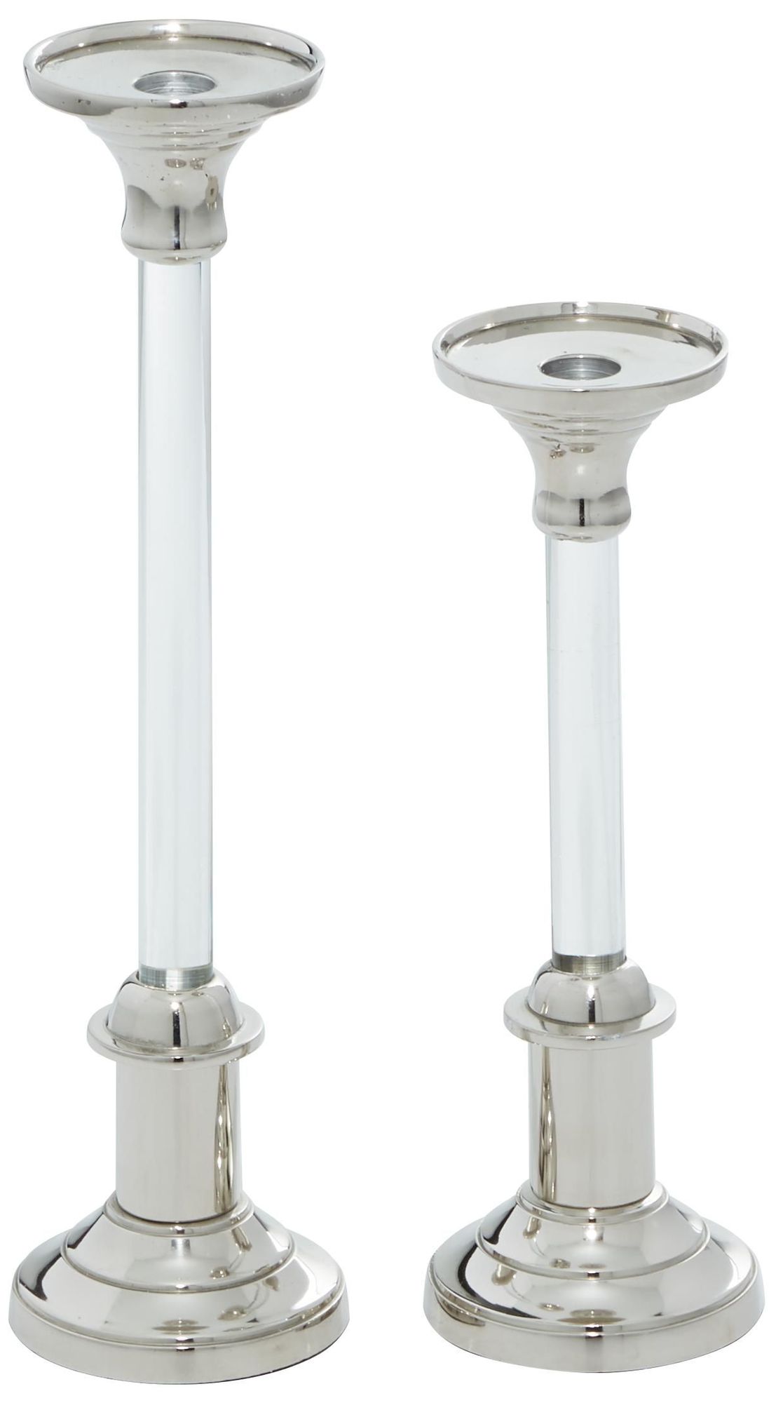 Image 5 Silver Aluminum Metal Glam Candle Holder, S/2 12", 16"H more views