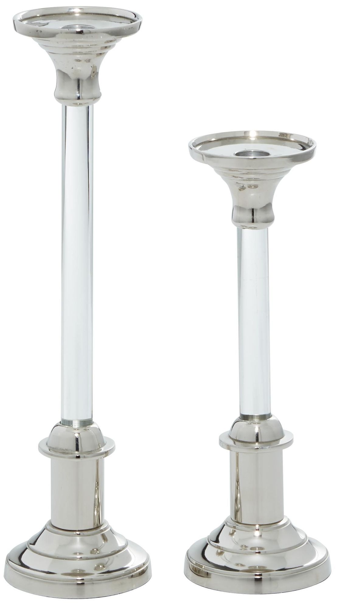 Image 6 Silver Aluminum Metal Glam Candle Holder, S/2 12", 16"H more views