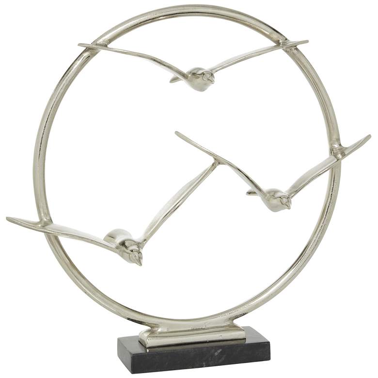 Image 1 Silver Aluminum Metal Glam Sculpture, 19" x 5" x 18"