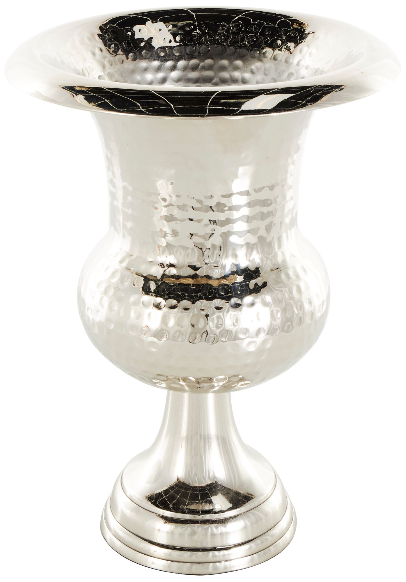 Image 2 Silver Aluminum Metal Glam Vase, 9" x 9" x 13"