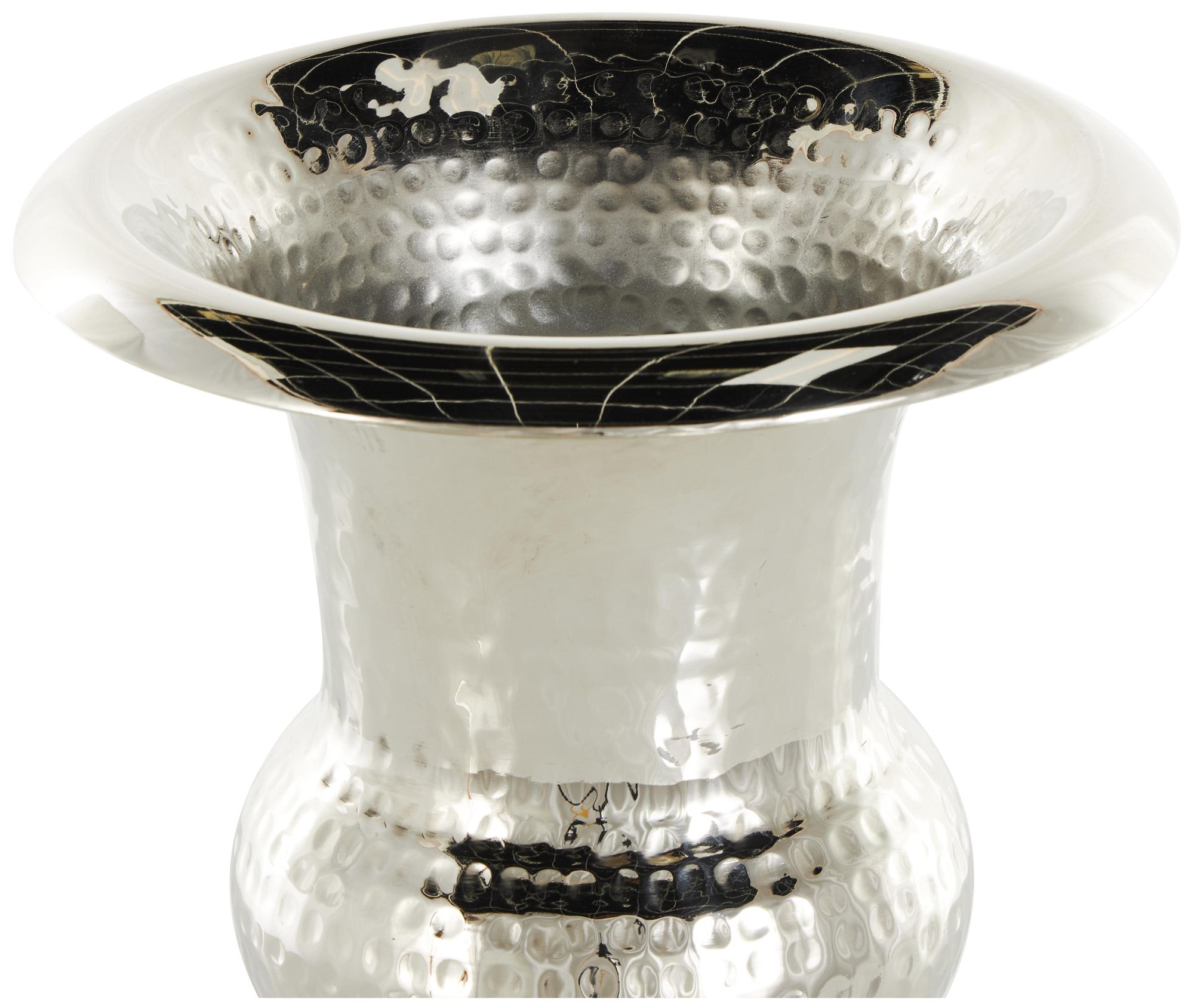 Image 3 Silver Aluminum Metal Glam Vase, 9" x 9" x 13" more views