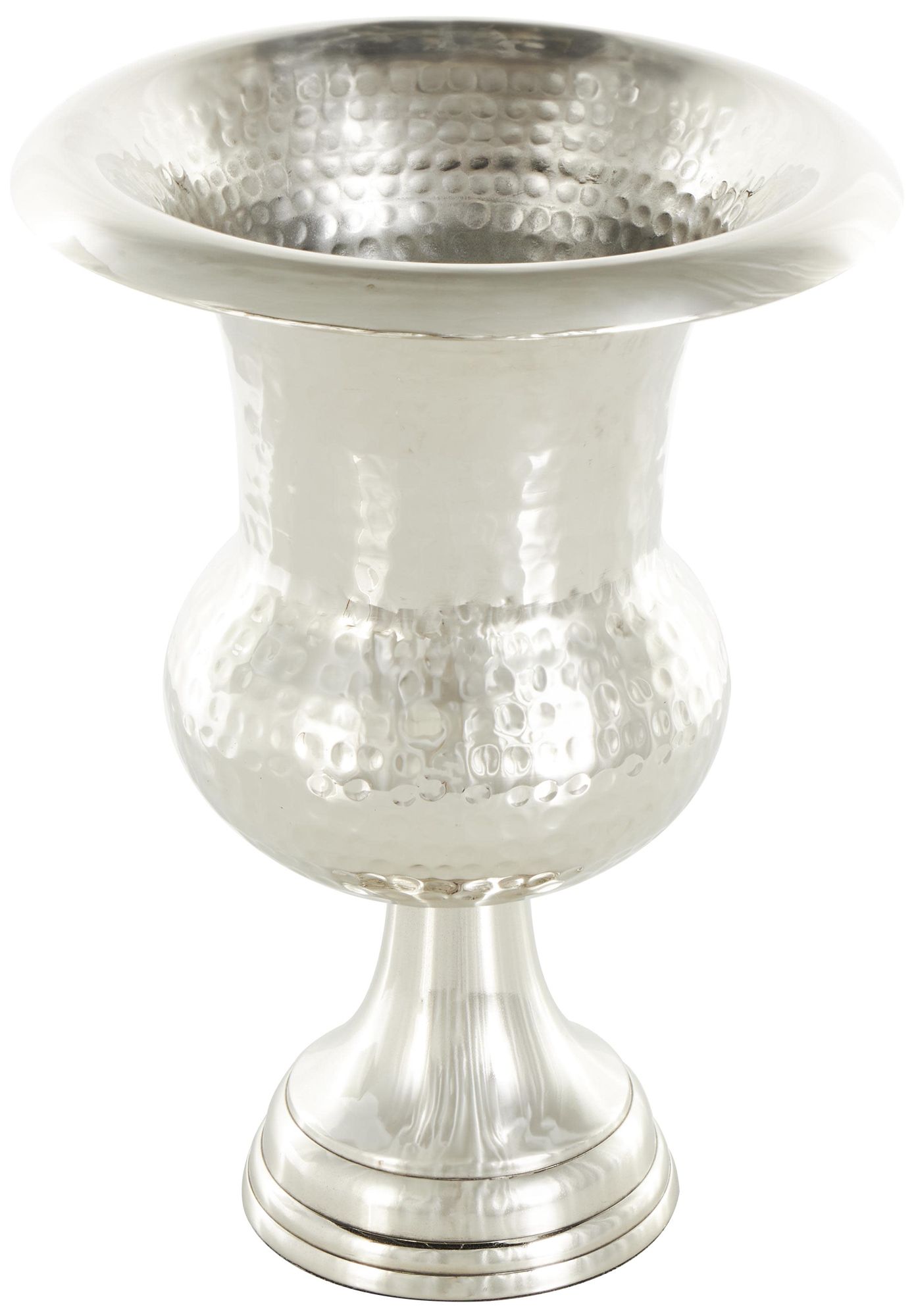 Image 6 Silver Aluminum Metal Glam Vase, 9" x 9" x 13" more views