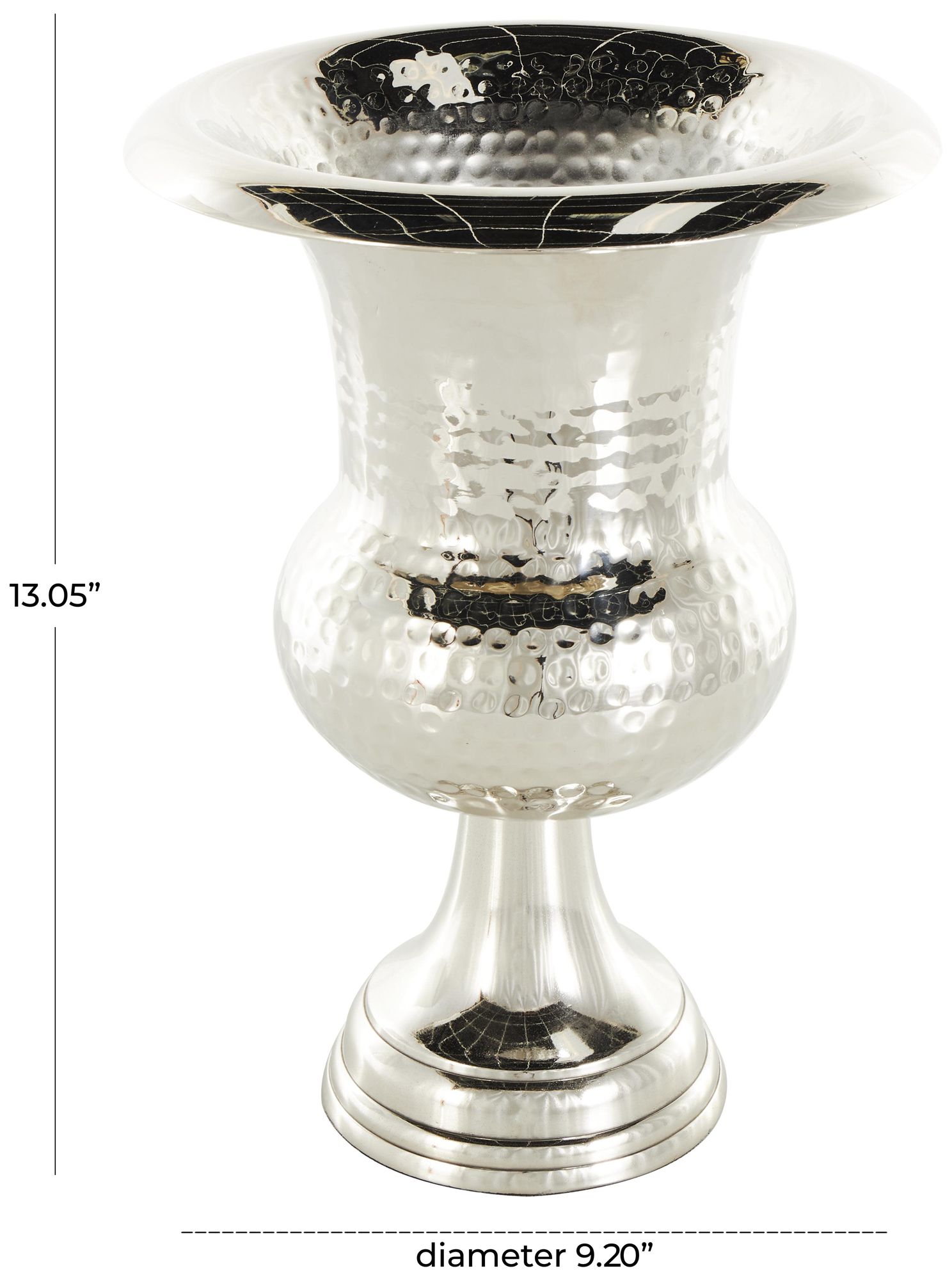 Image 7 Silver Aluminum Metal Glam Vase, 9" x 9" x 13" more views