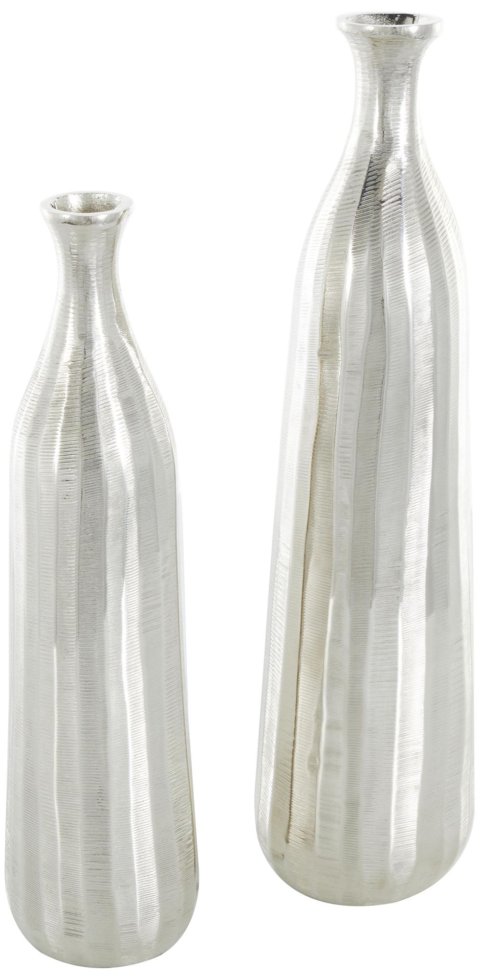 Image 2 Silver Aluminum Metal Glam Vase, S/2 20", 16"H