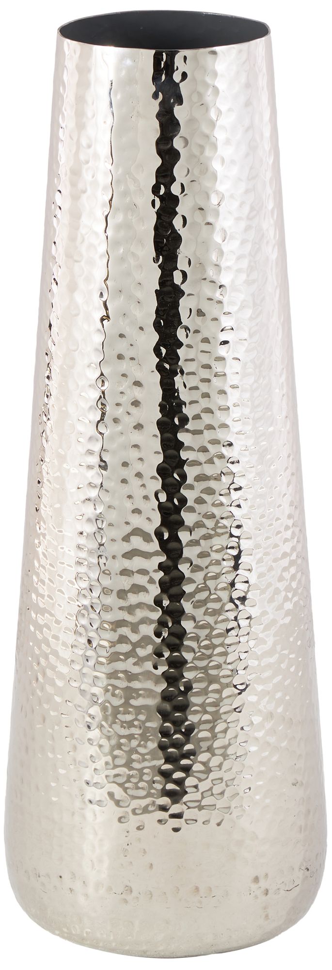 Image 2 Silver Aluminum Metal Modern Vase, 9" x 9" x 25"