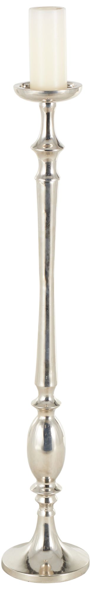 Image 2 Silver Aluminum Metal Traditional Candle Holder, 7" x 7" x 38"