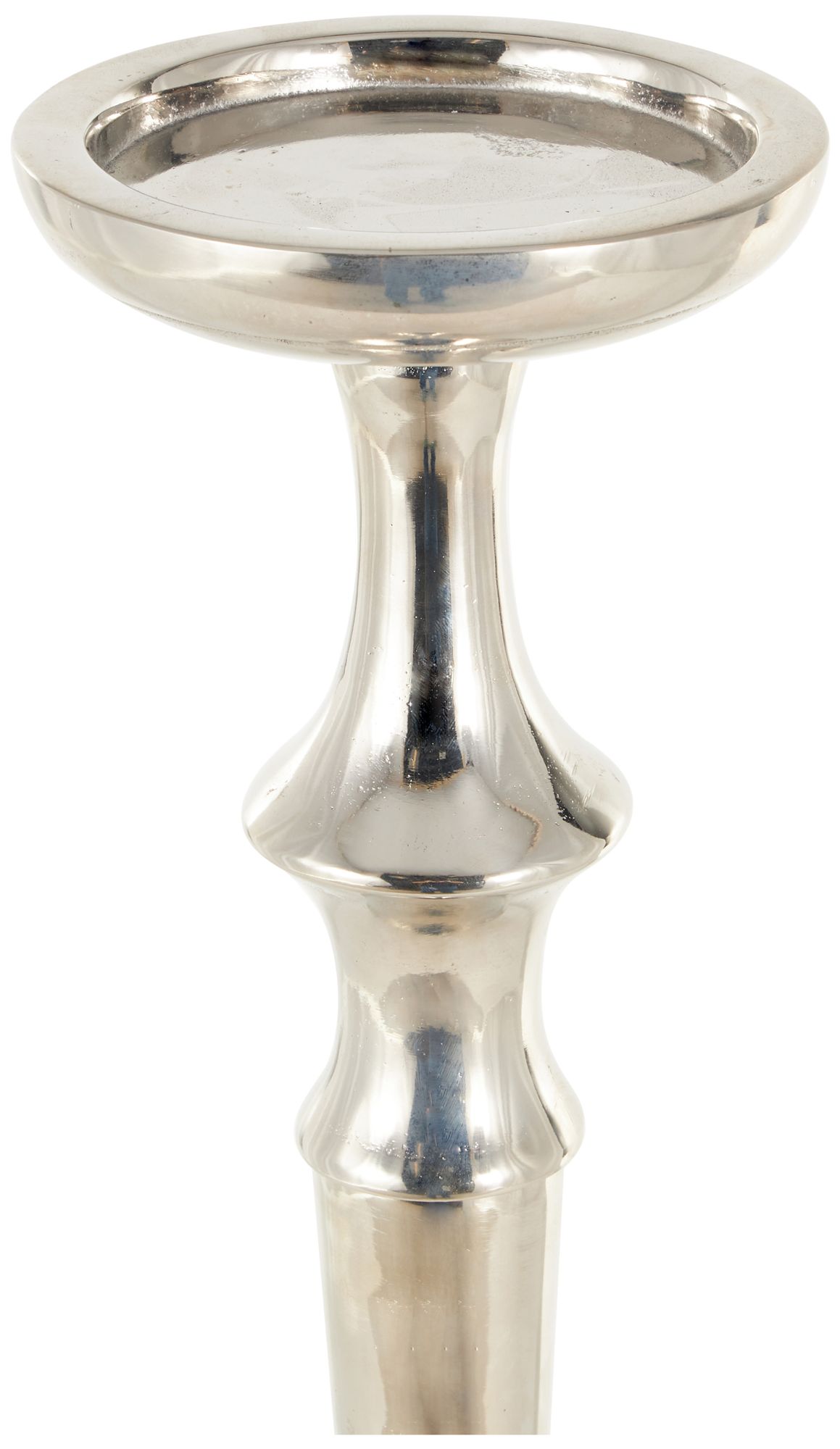 Image 4 Silver Aluminum Metal Traditional Candle Holder, 7" x 7" x 38" more views