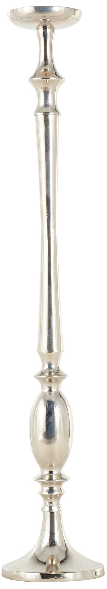 Image 6 Silver Aluminum Metal Traditional Candle Holder, 7" x 7" x 38" more views
