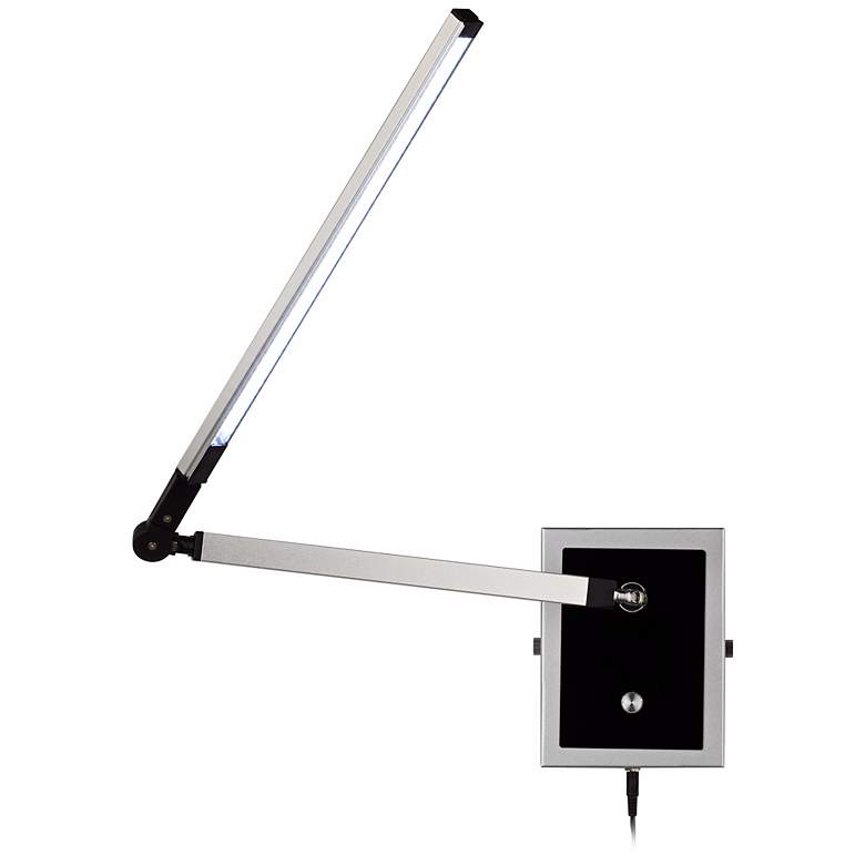 Image 1 Silver and Black LED Plug-In Swing Arm Wall Lamp