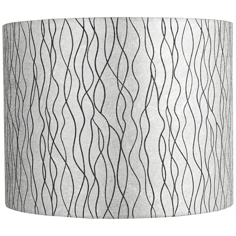 Image 1 Silver and Black Wave Fabric Drum Shade 14x14x11 (Spider)
