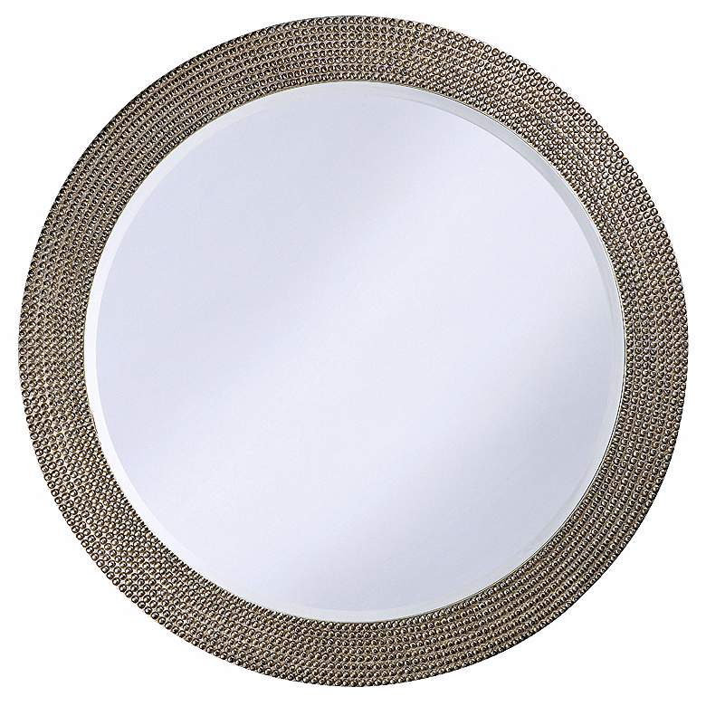 Image 1 Silver and Gold Beaded 42 inch Wide Round Wall Mirror