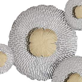 Image2 of Silver and Gold Fan 39" Wide Metal Wall Art more views