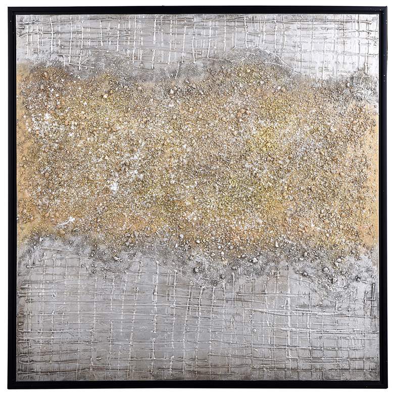 Image 1 Silver & Gold Rupture 40in Hand Embellished Highly Textured Canvas Prin