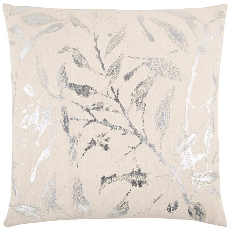 Image 1 Silver and Natural Foil Branches 20 inch Square Throw Pillow