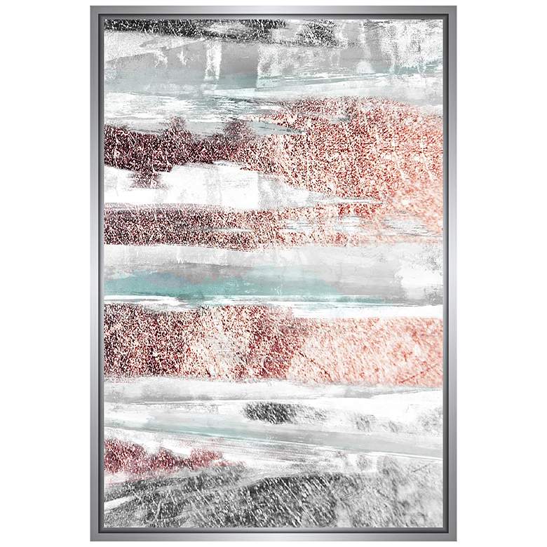 Image 1 Silver and Rose Abstract 37 3/4"H Framed Canvas Wall Art