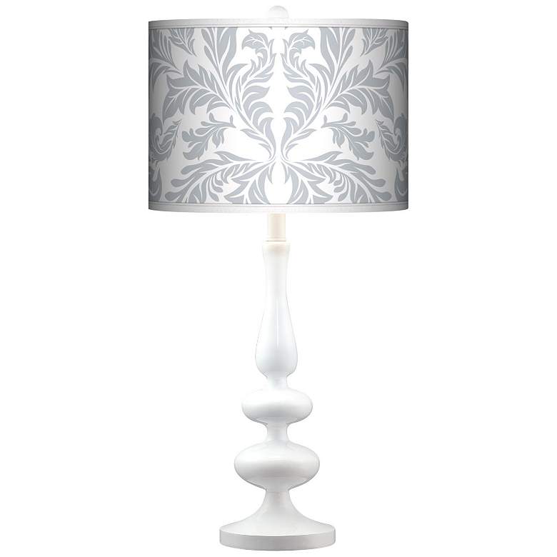Image 1 Silver Baroque Giclee Paley White Table Lamp