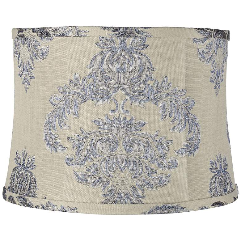 Image 1 Silver Blue Cream Floral Lamp Shade 13x14x10 (Spider)