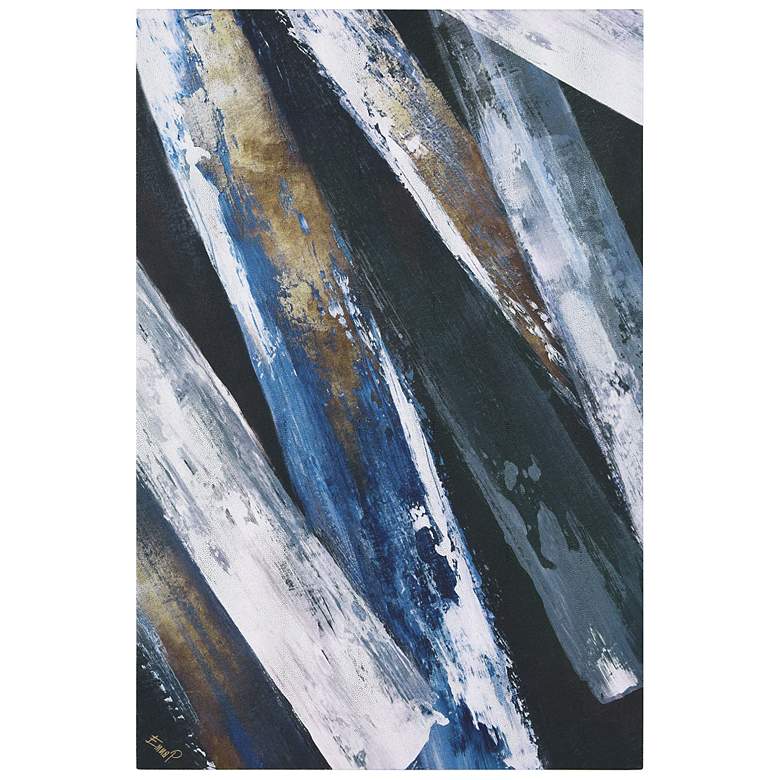 Image 2 Silver Cascade" Abstract Silver Shagreen Wrapped Canvas Wall Art