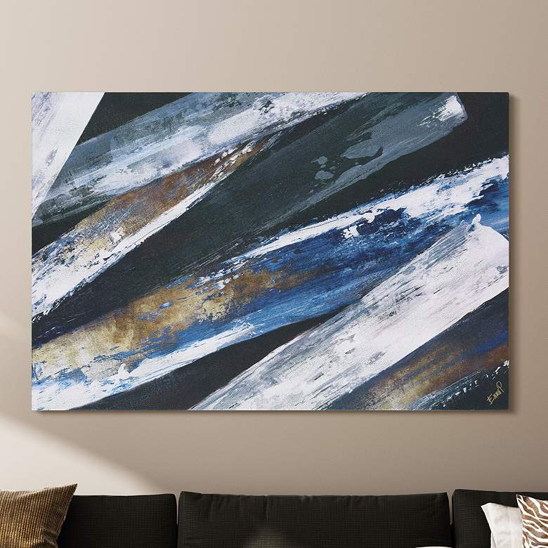 Image 1 Silver Cascade" Abstract Silver Shagreen Wrapped Canvas Wall Art