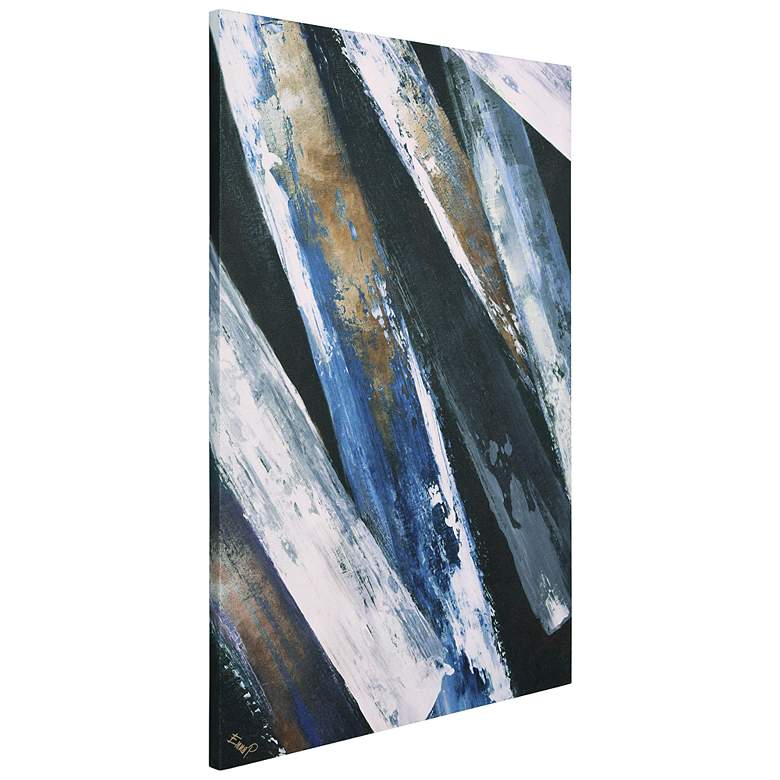 Image 3 Silver Cascade" Abstract Silver Shagreen Wrapped Canvas Wall Art more views