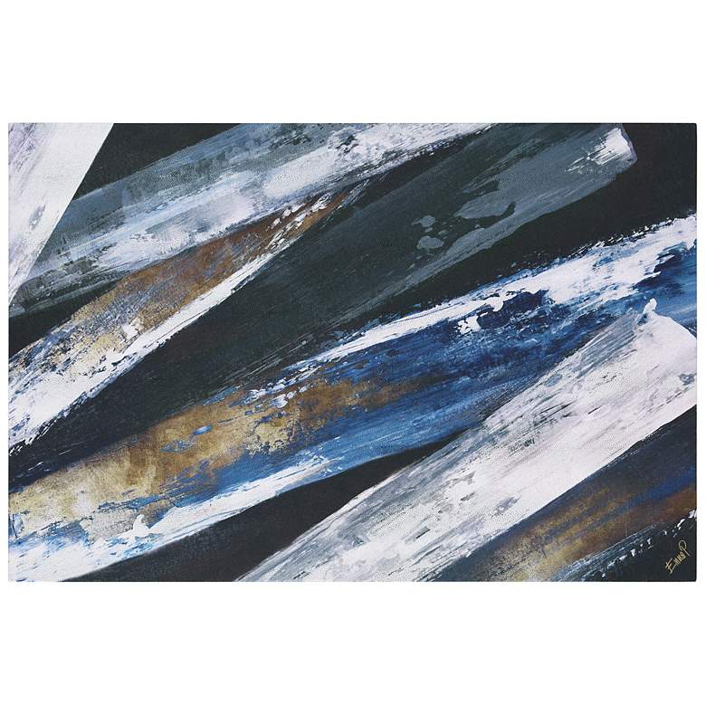 Image 4 Silver Cascade" Abstract Silver Shagreen Wrapped Canvas Wall Art more views