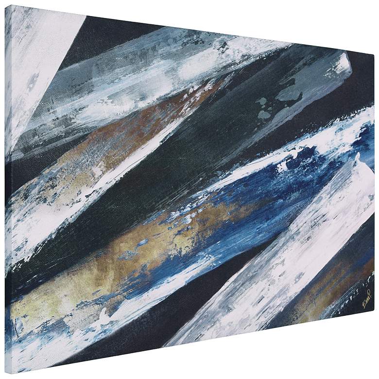 Image 5 Silver Cascade" Abstract Silver Shagreen Wrapped Canvas Wall Art more views