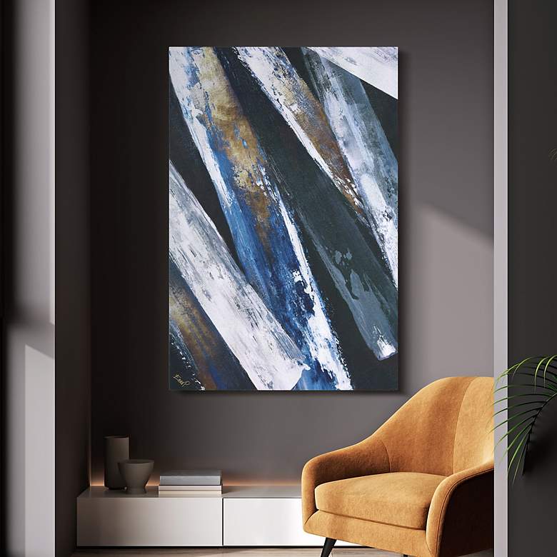 Image 7 Silver Cascade" Abstract Silver Shagreen Wrapped Canvas Wall Art more views