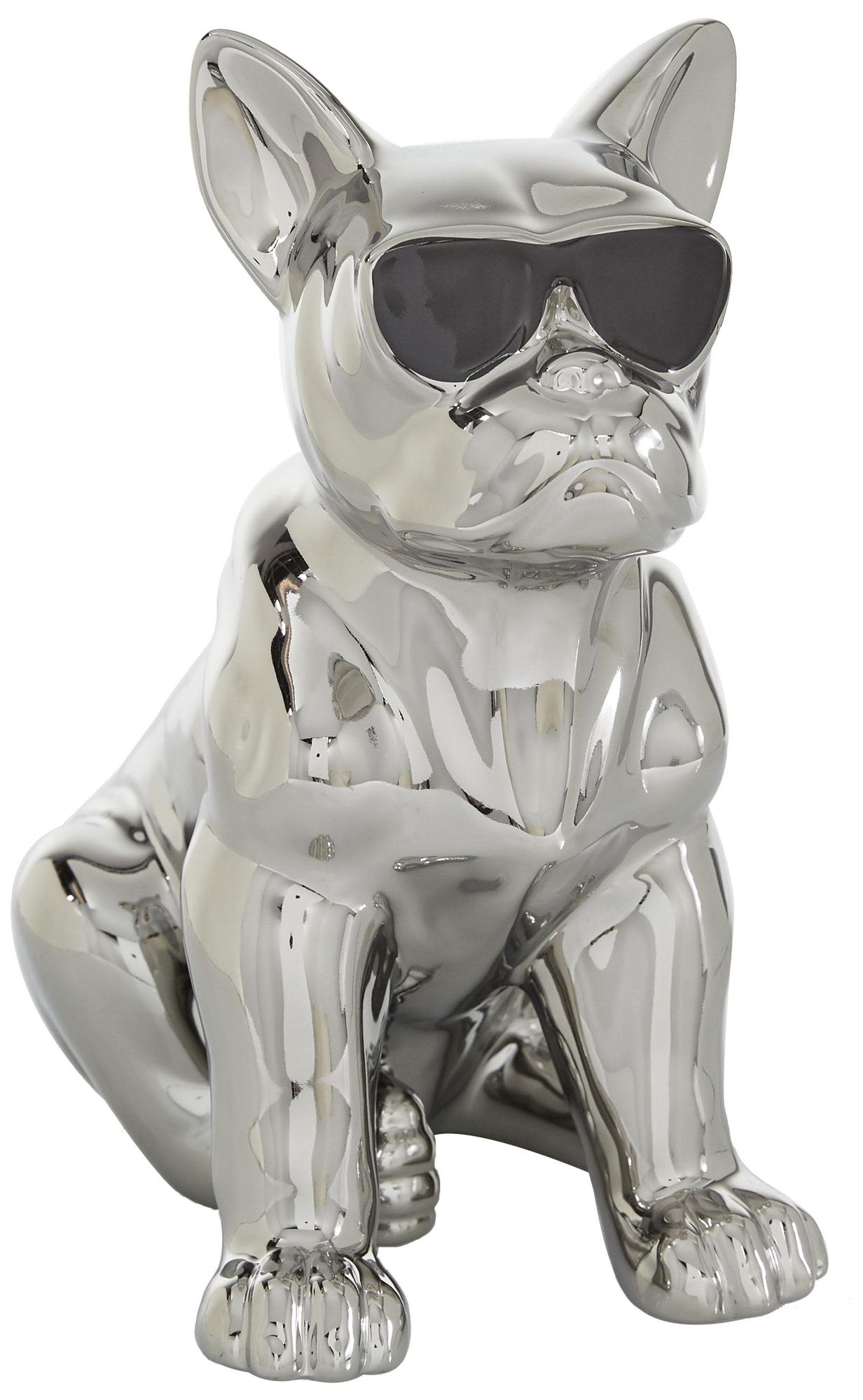 Image 2 Silver Ceramic Glam Sculpture, 6" x 10" x 12"