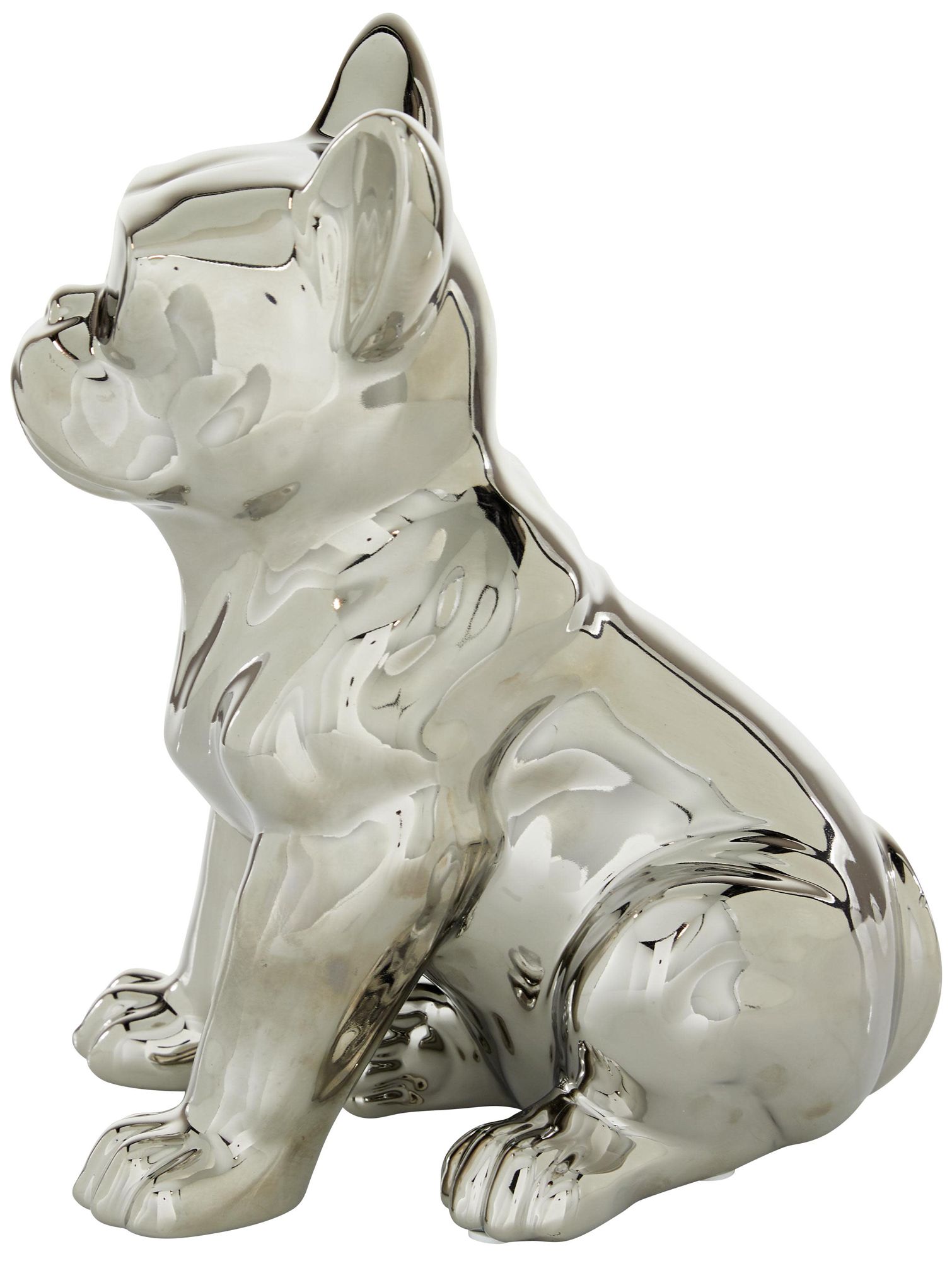 Image 4 Silver Ceramic Glam Sculpture, 6" x 10" x 12" more views