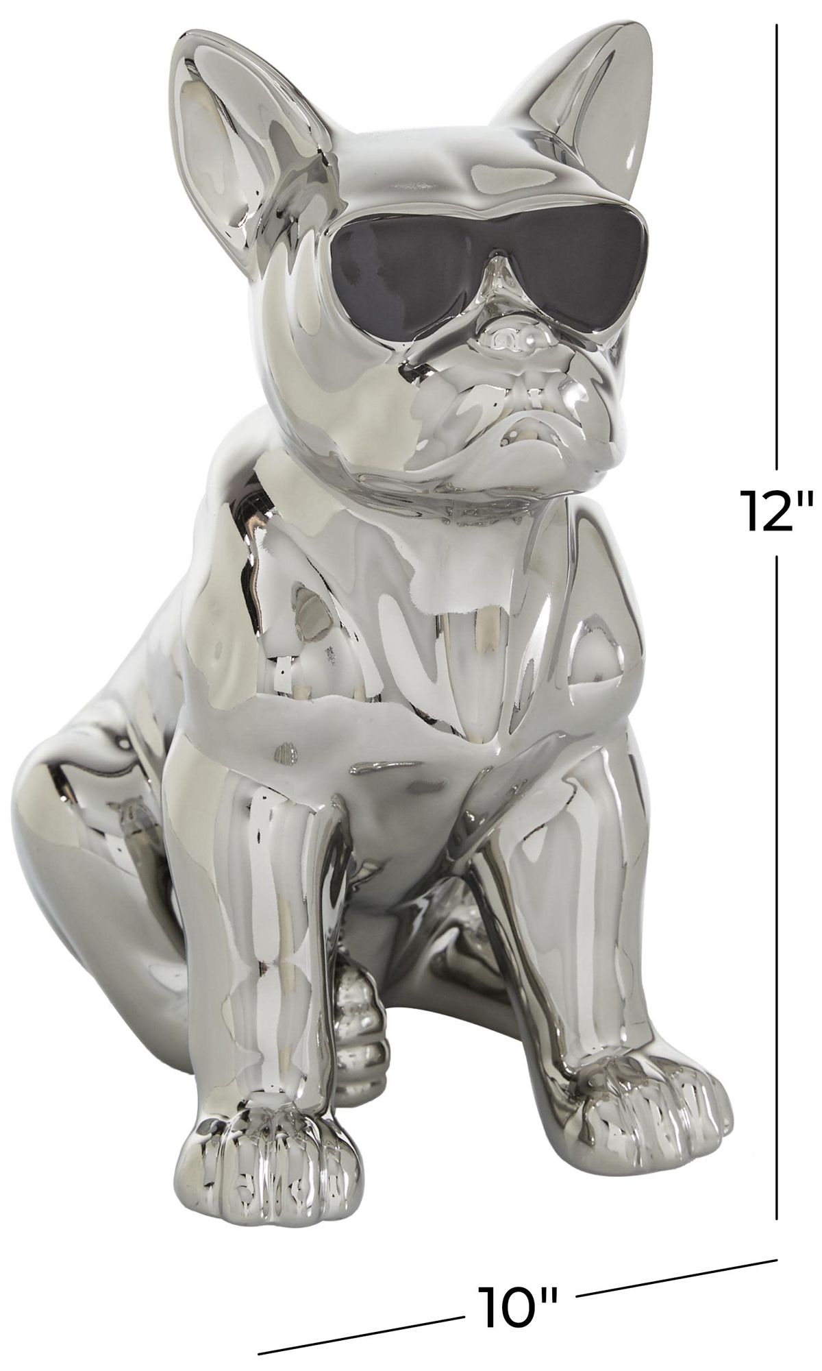 Image 7 Silver Ceramic Glam Sculpture, 6" x 10" x 12" more views