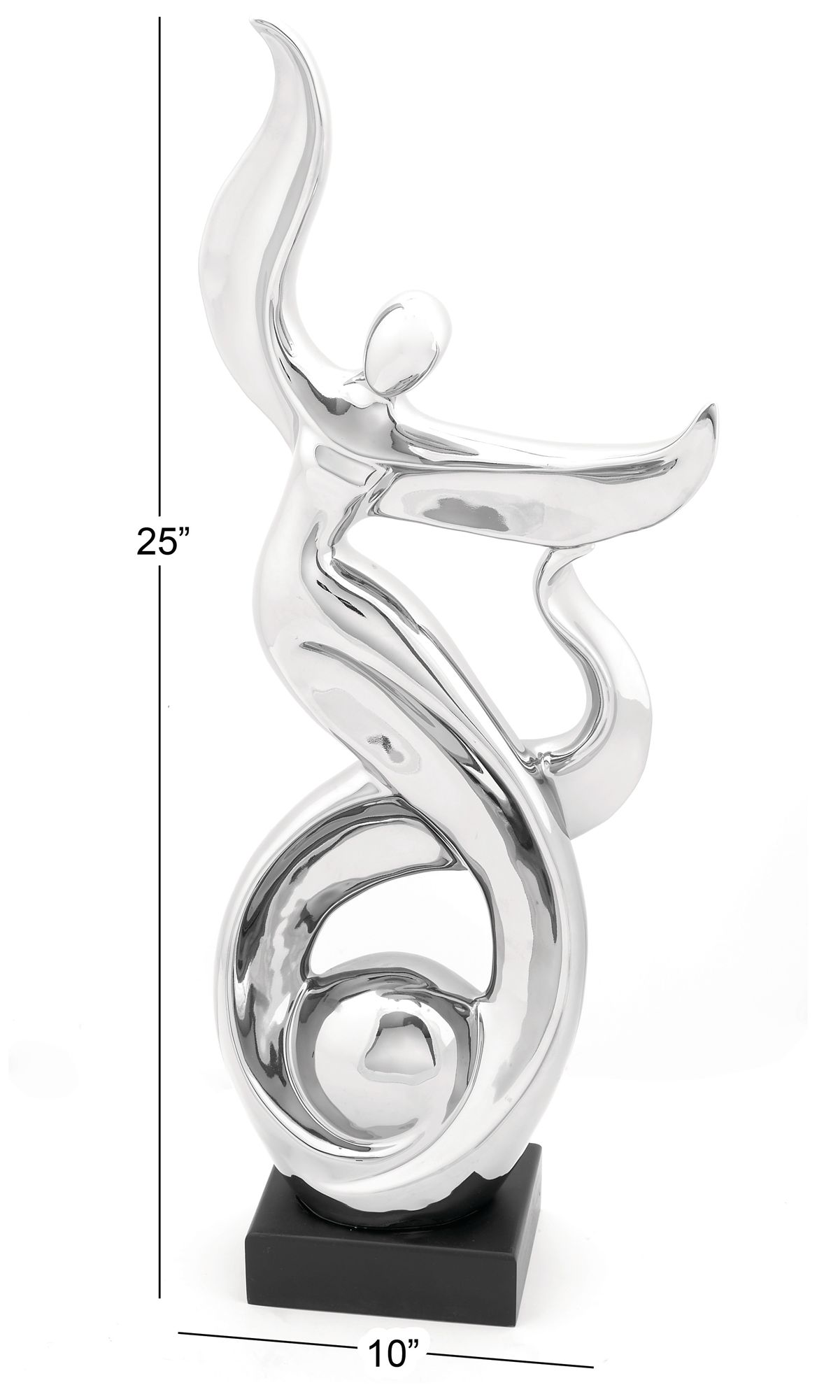 Image 6 Silver Ceramic Modern Sculpture, 10" x 5" x 25" more views