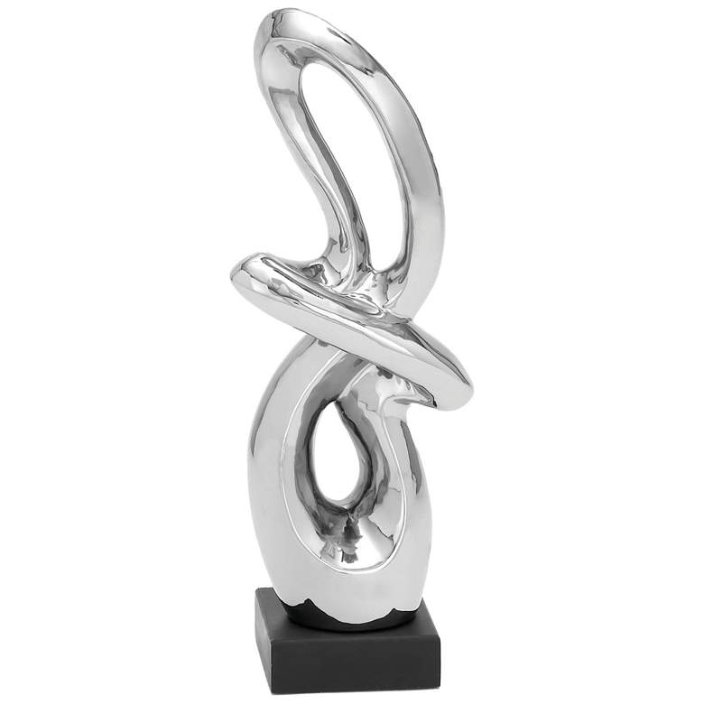 Image 1 Silver Ceramic Modern Sculpture, 7" x 4" x 18"