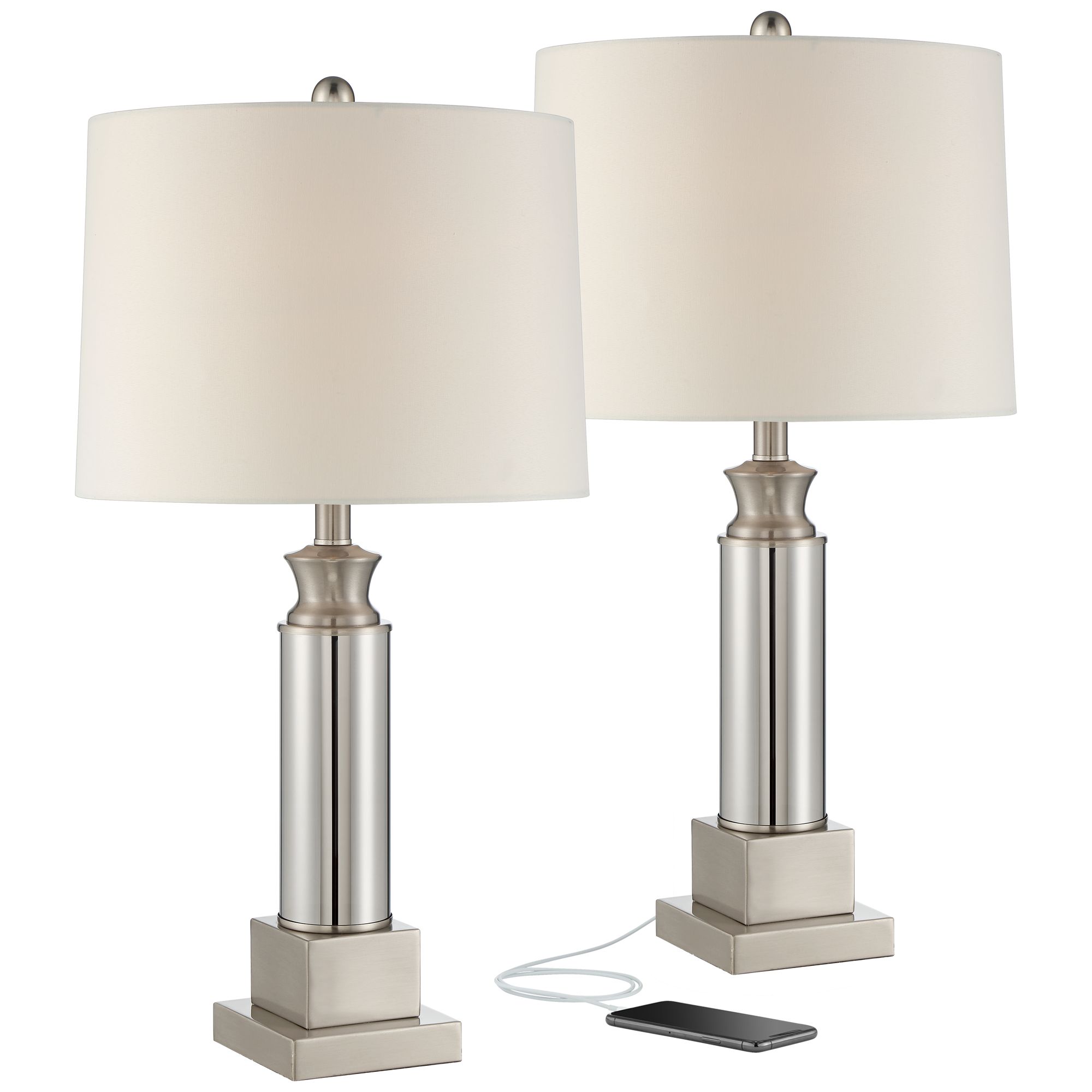 silver usb table lamp