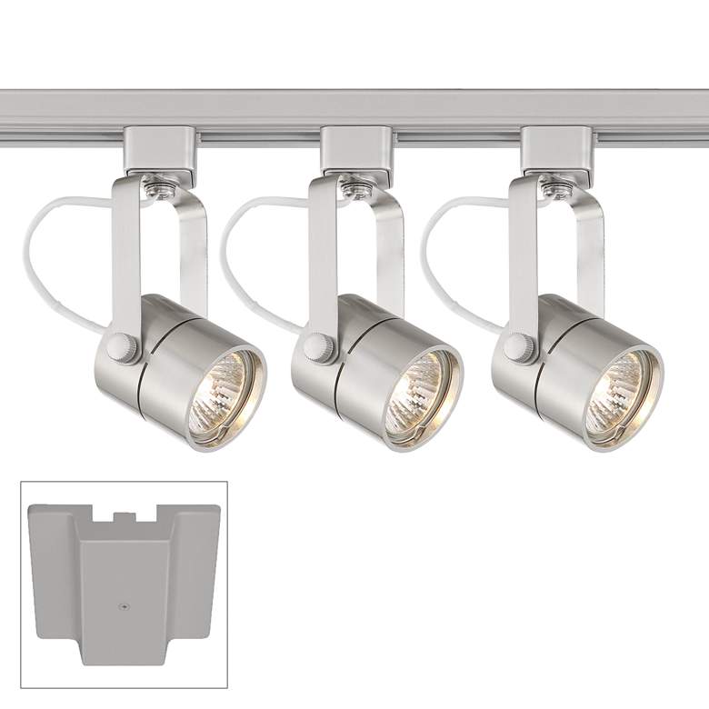 Image 1 Silver Cylinder 3-Light Floating Canopy GU10 LED Track Kit