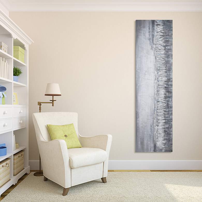Image 7 Silver Dust 72" Wide Textured Metallic Canvas Wall Art more views