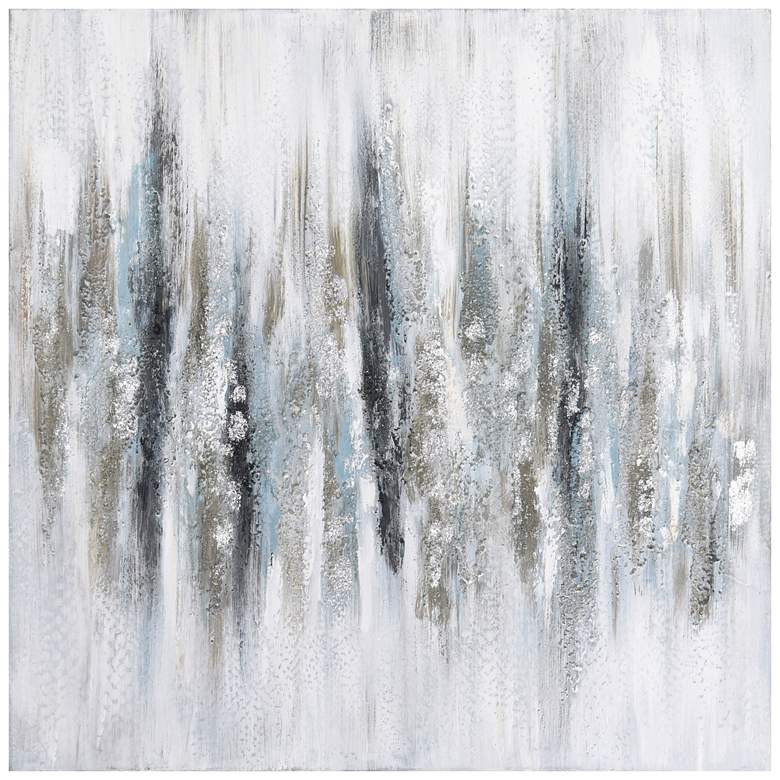 Image 1 Silver Echoes Textured Hand Painted Canvas Wall Art with Silver Leaf
