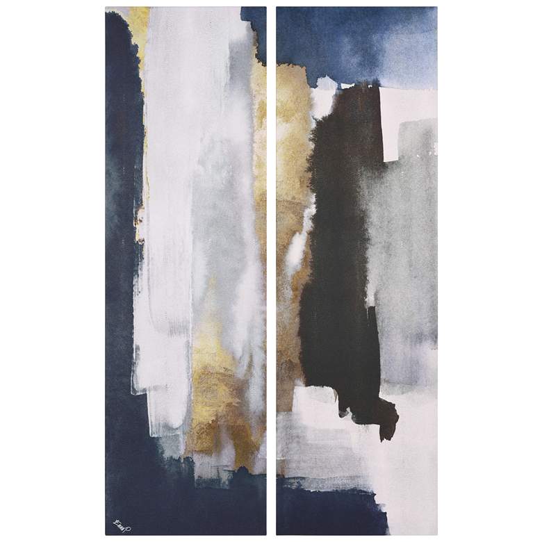Image 1 Silver Elegance I&II" on Silver Shagreen Wrapped Canvas Wall Art Set