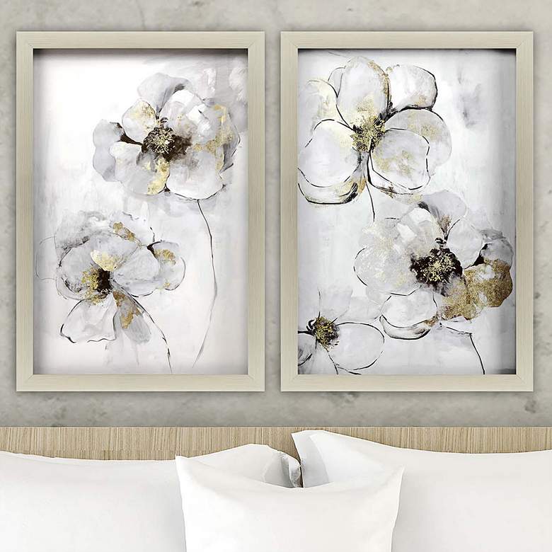 Image 1 Silver Finesse 33"H 2-Piece Framed Shadow Box Wall Art Set