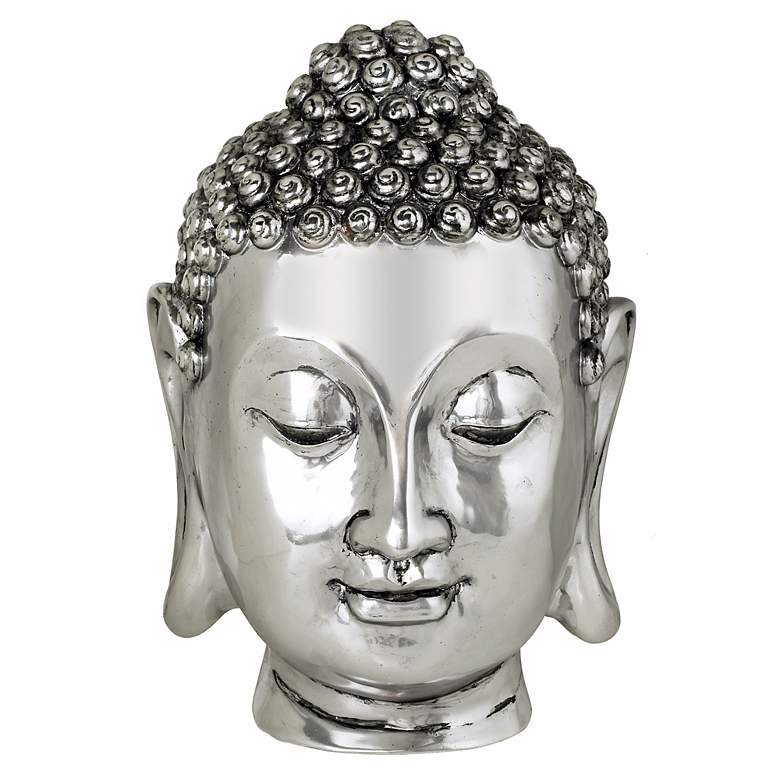Image 1 Silver Finish Large Buddha Head Sculpture