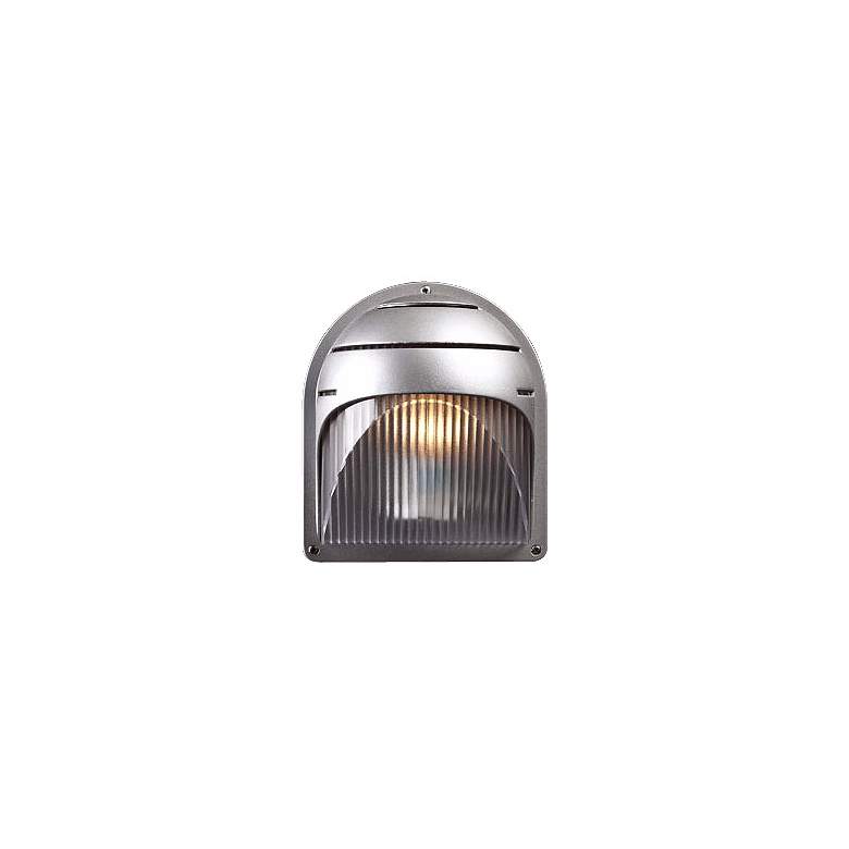 Image 1 Silver Finish Ribbed Acrylic 8 inch High Outdoor Wall Light