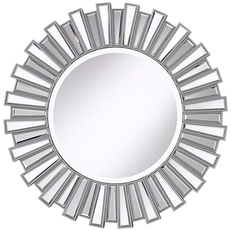 Image 1 Silver Finish Sunburst 30 inch Wide Wall Mirror