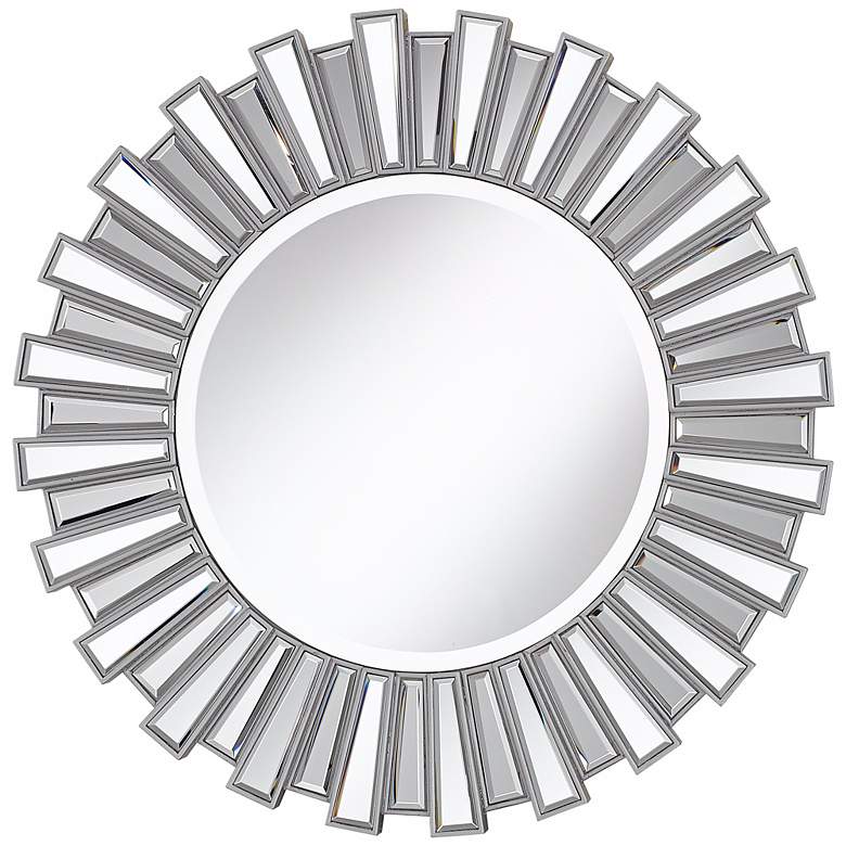 Image 1 Silver Finish Sunburst 30" Wide Wall Mirror