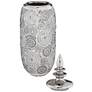 Silver Geometric Circles  17" High Ceramic Decorative Jar with Lid