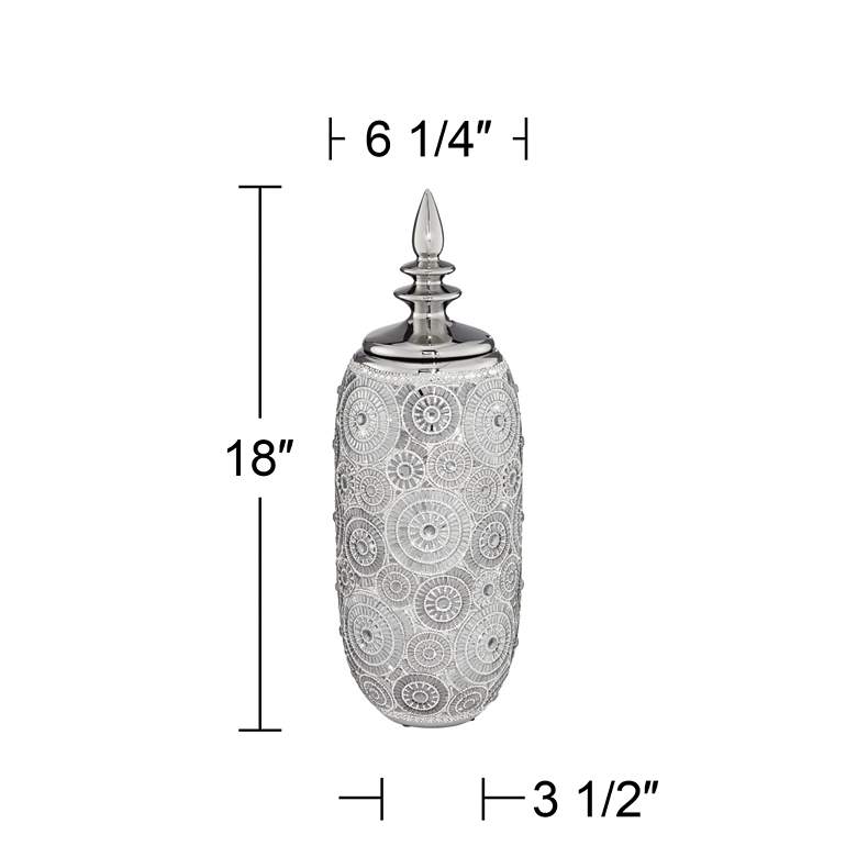 Image 4 Silver Geometric Circles  17" High Ceramic Decorative Jar with Lid more views