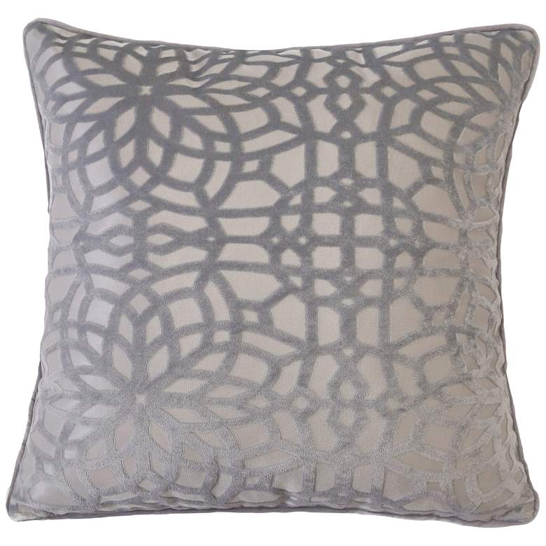 Image 2 Silver Geometric Velvet 20 inch Square Decorative Pillow
